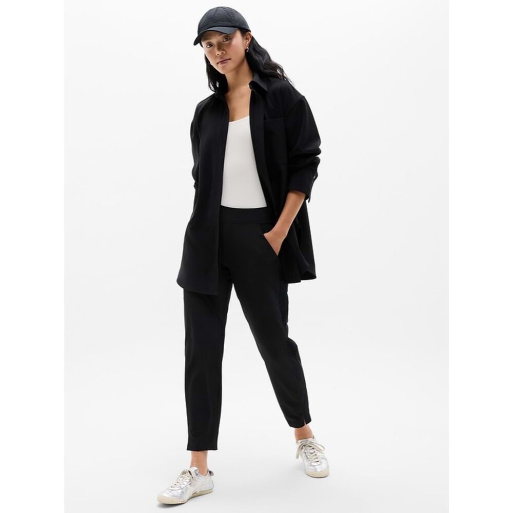 Athleta Brooklyn Mid Rise Ankle Pant Black Pull On Pockets Size 6 Travel Comfy
